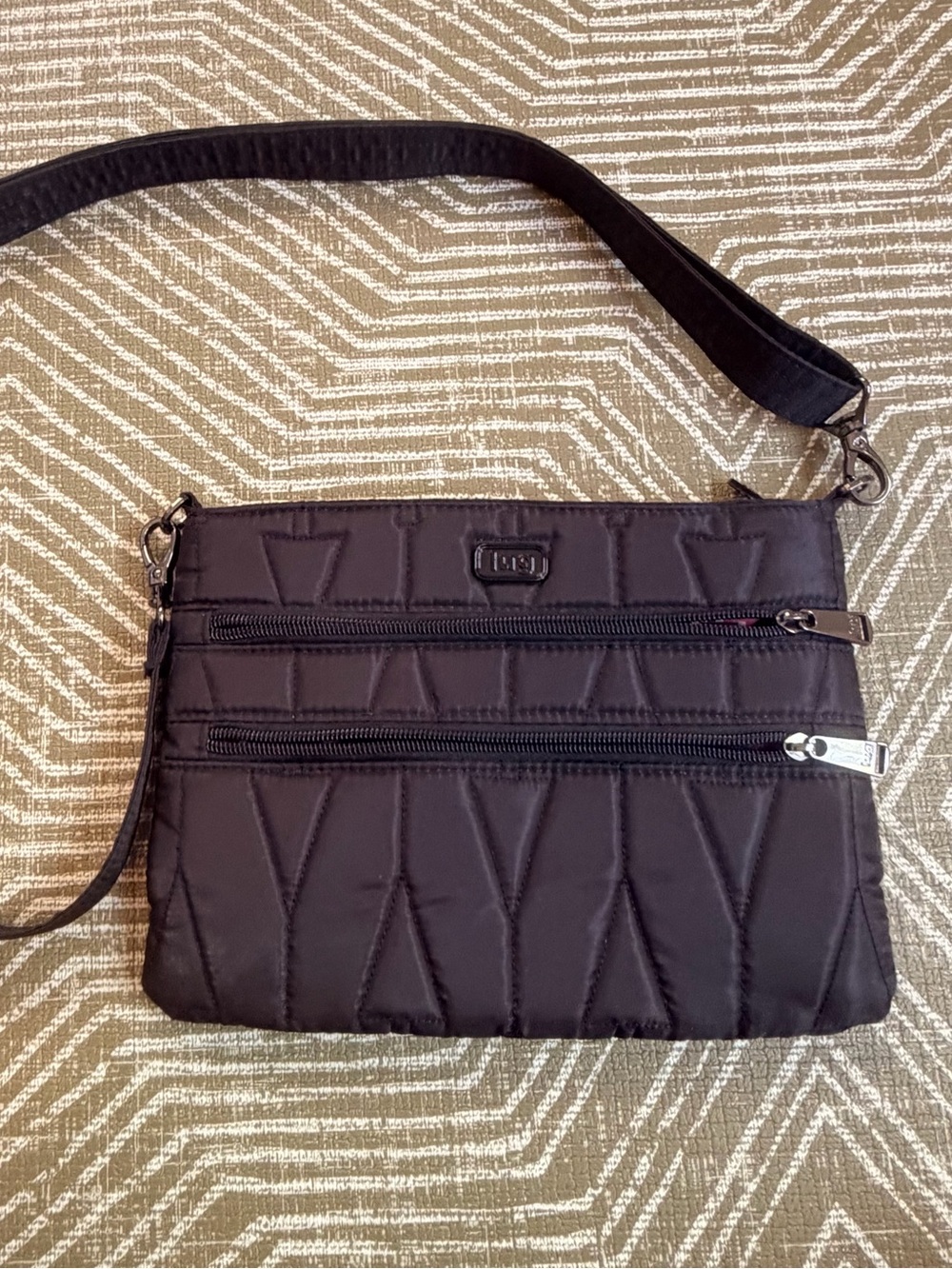 Lug Dazzle Quilted Black Crossbody Organizer Bag Lightweight Travel Purse